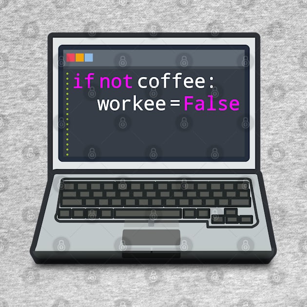 Phyton code - no coffee no workee by ruben vector designs